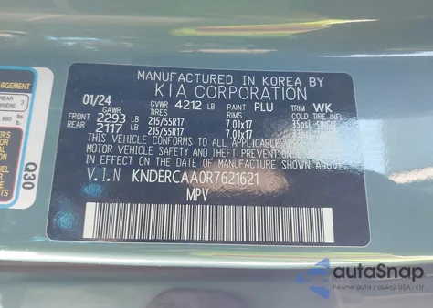 2024 Kia Seltos Ex z USA, uszkodzony, nr VIN KNDERCAA0R7621621